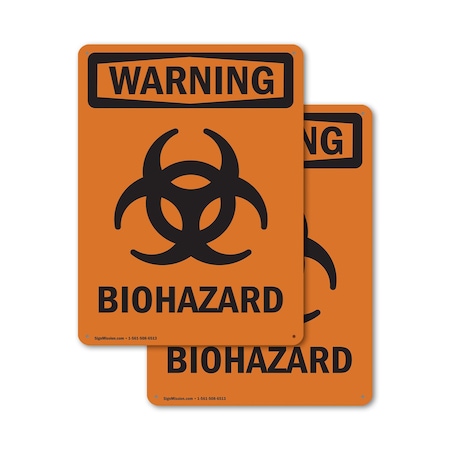 Signmission Biohazard With Symbol OSHA Warning Sign, Aluminum, 10in W x 14in L, 2PK OS-2PACK-WS-A-1014-V-12989